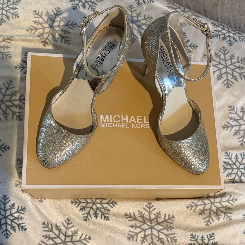 Michael Kors Sparkling Silver Heels - Picture 2 of 3